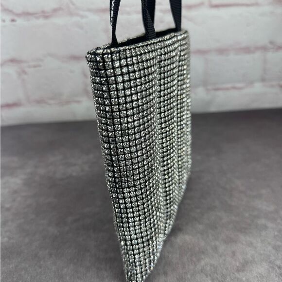Alexander Wang Mesh Quilted Heiress Black Rhinestone Mini Tote Bag - Picture 6 of 13